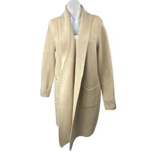 Pink Martini Stockport Womens Beige Wool Knit Long Sleeve Trench Coat Jacket XXS